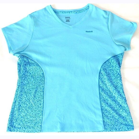 Reebok aqua blue panel athletic top - Picture 1 of 2